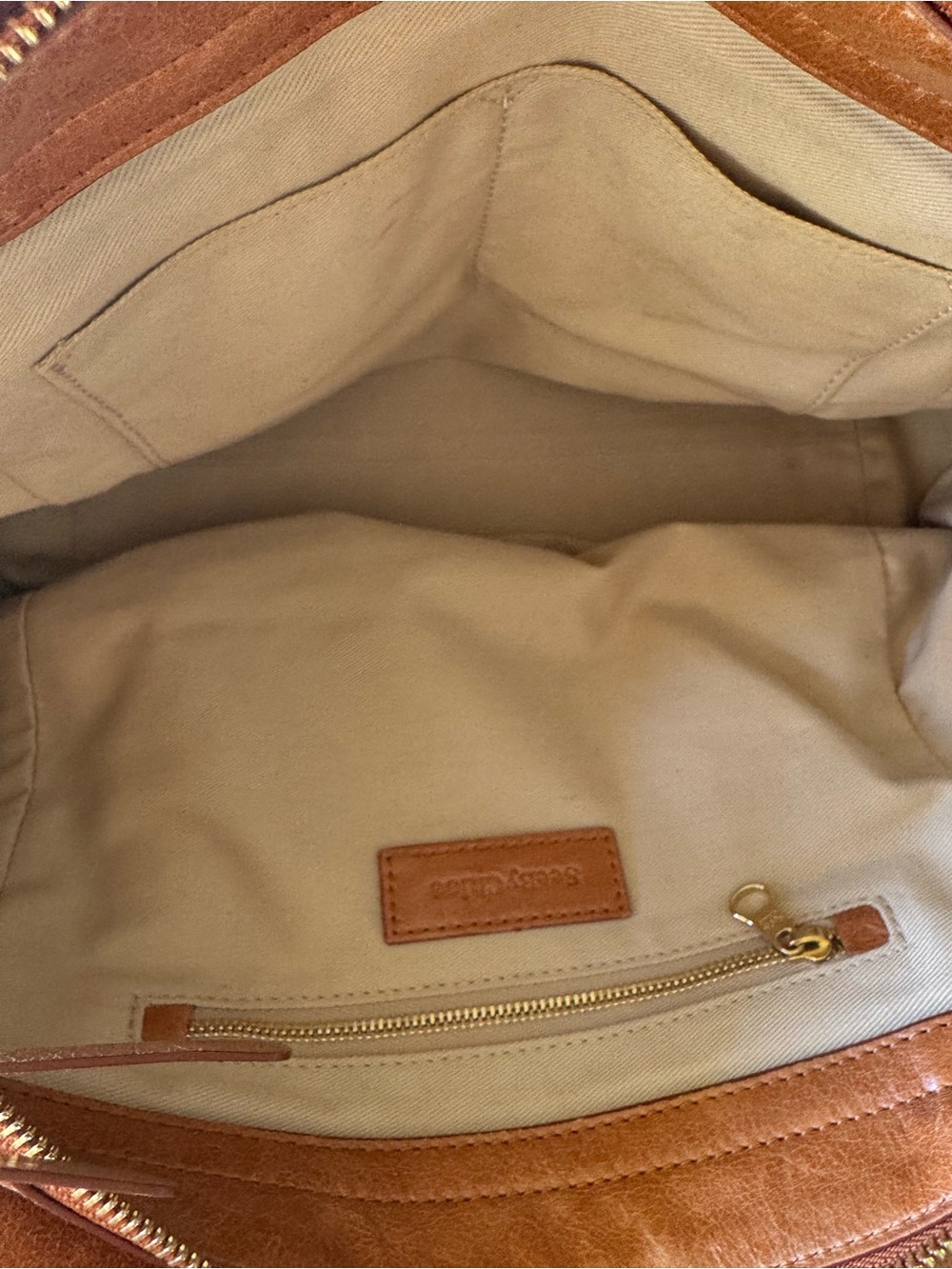 See By Chloe Cognac Brown Leather Satchel with Gold Accents - Picture 12 of 14